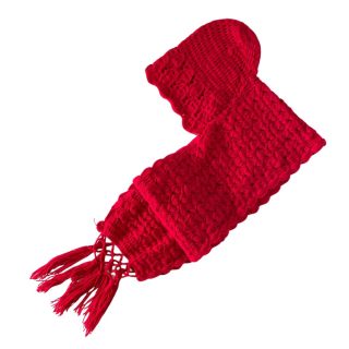 Women or Girls Woolen Cap Muflar - Red - Free Size